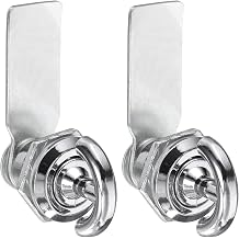 sourcing map Thumb Operated Offset Cam Lock, 5/7 Inch Cylinder Length Aluminum Alloy Cabinet Lock for Electric Box Mailbox White, Pack of 2