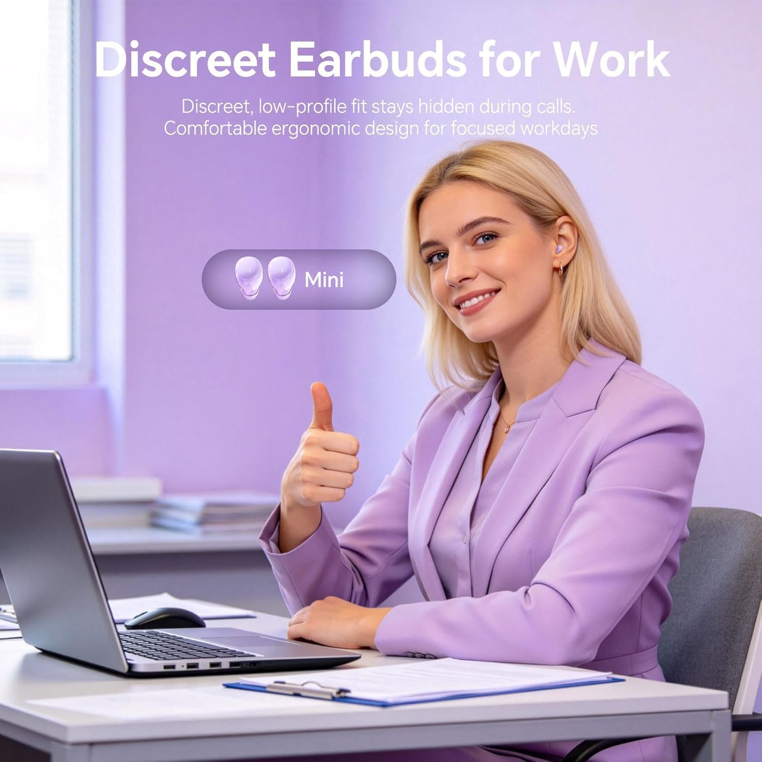 Xmenha Flat Sleep Mini Invisible Earbuds Wireless Bluetooth, Side Sleepers Flat Sleeping Small Tiny Micro Ear Buds Small Ears Low Profile Smallest Discreet Hidden Earbuds Headphones for Work 2-Pack