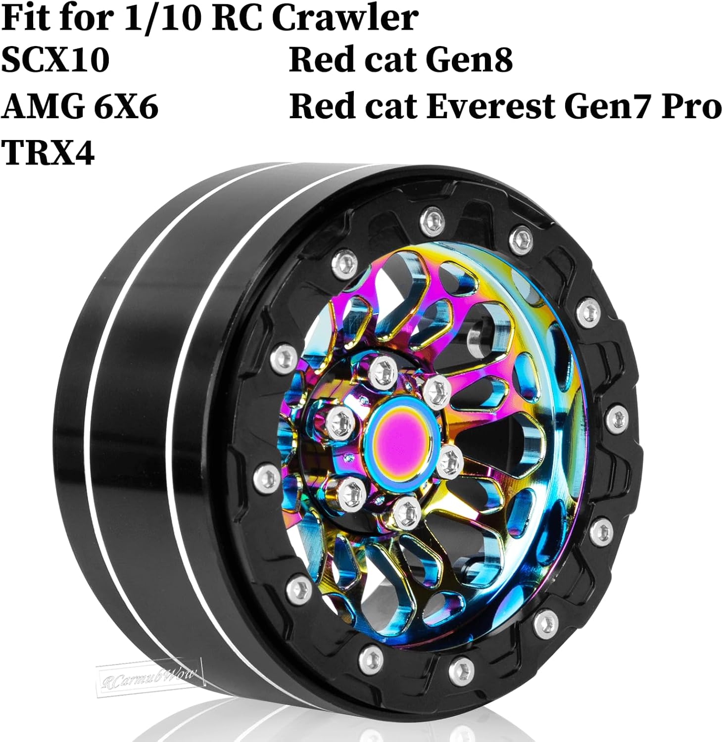 RC 2.2" Beadlock Wheels for 1/10 RC Crawler SCX10 AMG 6X6 TRX4 Red cat Gen8 Gen7 Pro,Alloy Aluminium 2.2 Beadlock RC Wheels 2.2 Beadlock RC Rims,4Packs,Rainbow