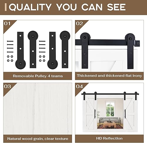 Miniatura 6 de COGOOD Espejo de pared con marco de madera rústica de 37 x 26 pulgadas, para baño, sala de estar, entrada, decoración de pared, color blanco