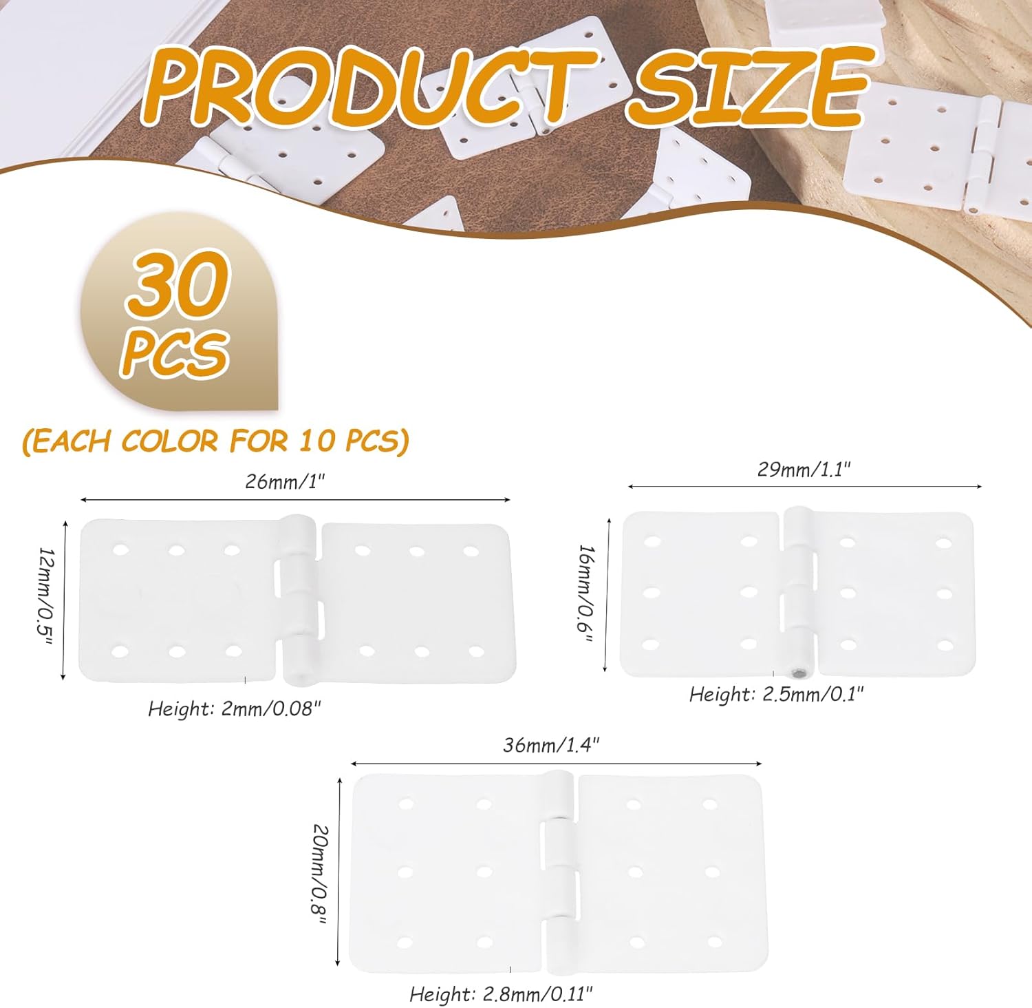 MECCANIXITY 30Pcs Small Pinned Nylon Plastic Hinges 3 Sizes RC Plane Parts for Wing Model Crafts Accessories