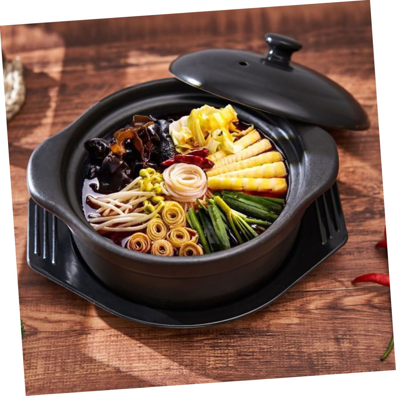 Keramik Schmortopf 1, 26 L Schwarz Hitzebeständig für Küche | Multifunktional, Haushaltsauflauf, 1, 26 L Volumen, Geeignet für Restaurant Kochtopf