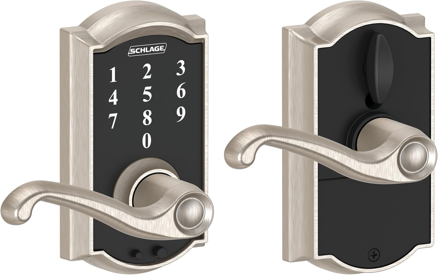SCHLAGE Touch Camelot Lock with Flair Lever (Satin Nickel) FE695 CAM 619 FLA