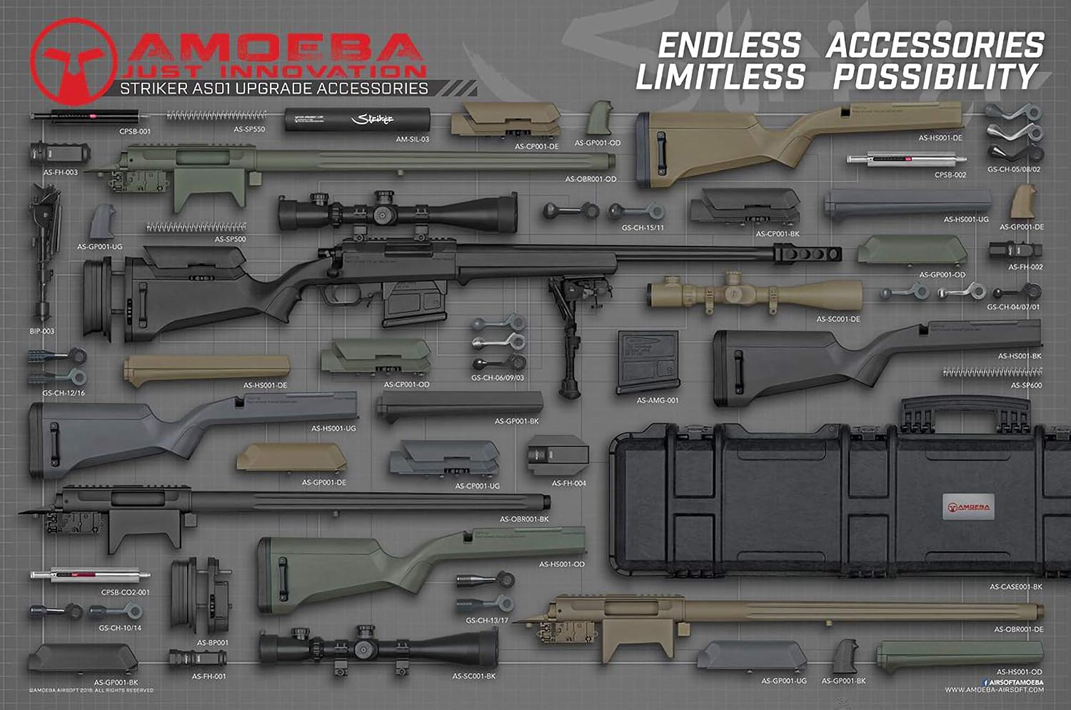 Evike Airsoft - Amoeba - Striker - S1 Gen2 BOL.t Action Sni.per Ri.fle (Color: Dark Earth)