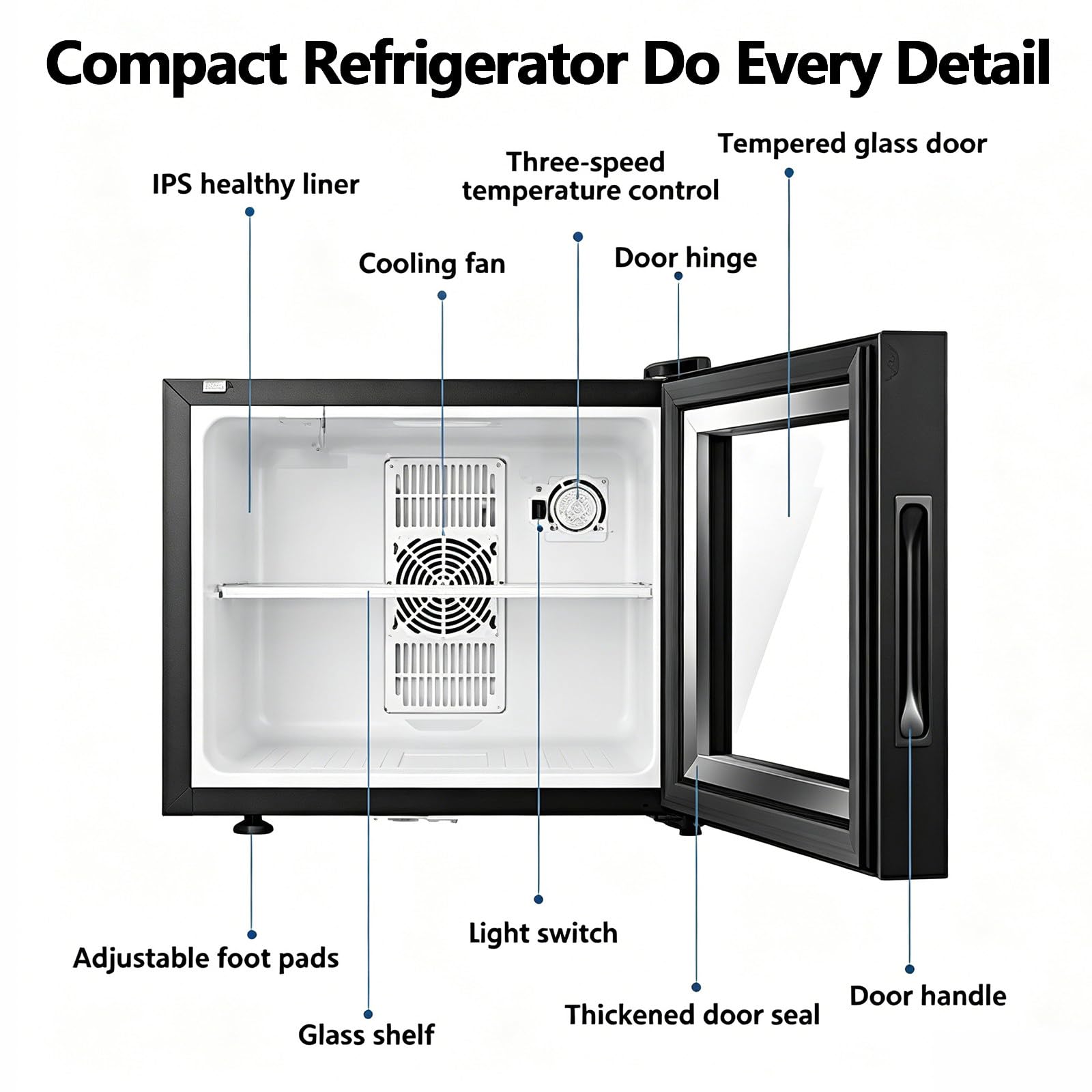 Congélateur Vertical 55W Serrure, congélateur Compact Une Porte 30L | Acier inoxydable, 28 db, plage température 8-15 °c ; mini-réfrigérateur comptoir pour chambre d'étudiant ou appartement.