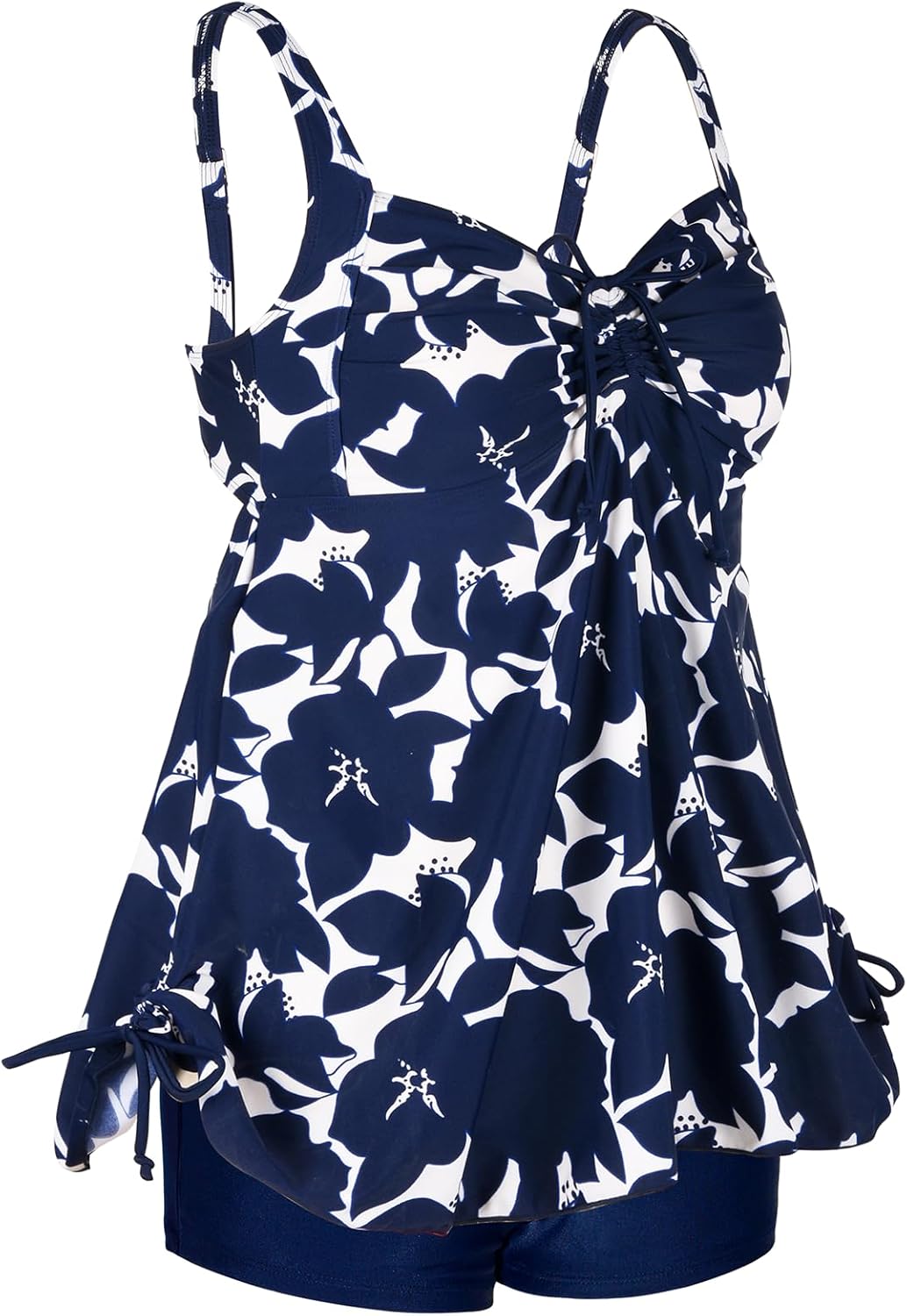 Hilor Women's Plus Size Tankini Swimsuit Flowy Two Piece Bathing Suits Loose Fitting Tankini Swimwear with Shorts - Image 5