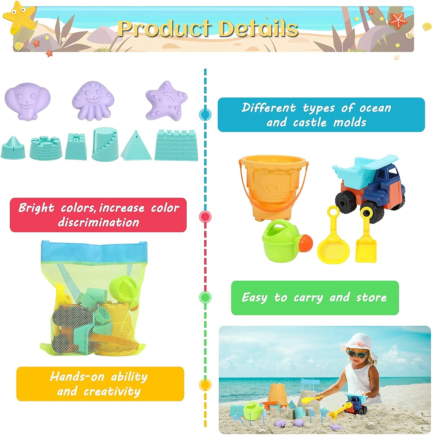 INSGUARD Beach Toys, Sand Toys for Toddlers, Kids Beach Toys with Bag, Sand Castle, Truck, Sand Buckets and Shovels, Molds, Sandbox Toys for Toddlers Travel Beach Toys for Boys Baby Age 2 3 4 5 6 7+ : Toys & Games