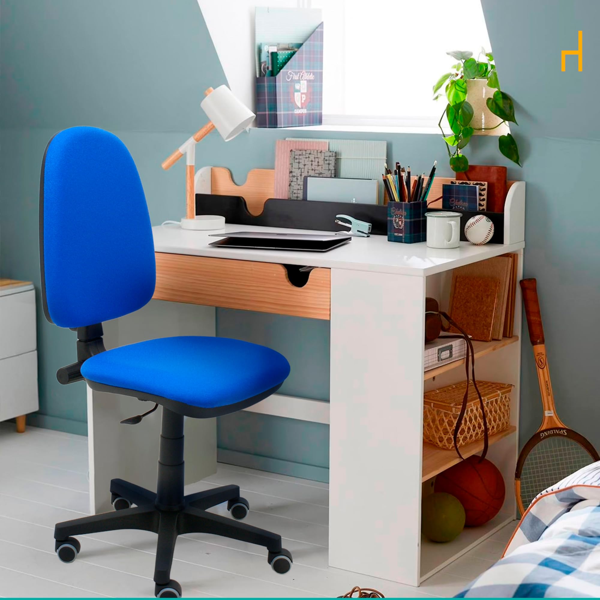 La Silla de Claudia | Silla Escritorio Ergonomica Torino | Ideal para Oficina | Respaldo Ajustable en Altura, Inclinación y Profundidad | Asiento Regulable en Altura (Azul, Sin Brazos)