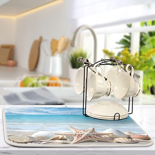 Vista 193 de Tapete de secado de platos de mariposas botánicas para encimera de cocina, almohadilla de secado de microfibra absorbente, grande, 18 x 24 pulgadas