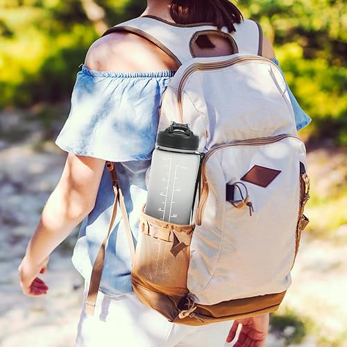 Miniatura 5 de Botella de agua deportiva de 32 onzas con marcador de tiempo y popote, botella de agua motivacional a prueba de fugas para fitness, gimnasio y