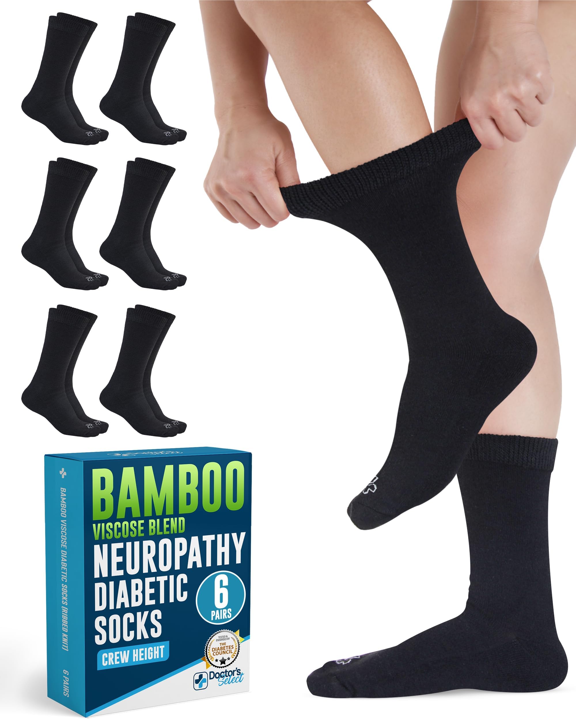 Doctor's Select® Diabetic Socks for Women & Men Moisture-Wicking - 6 Pairs