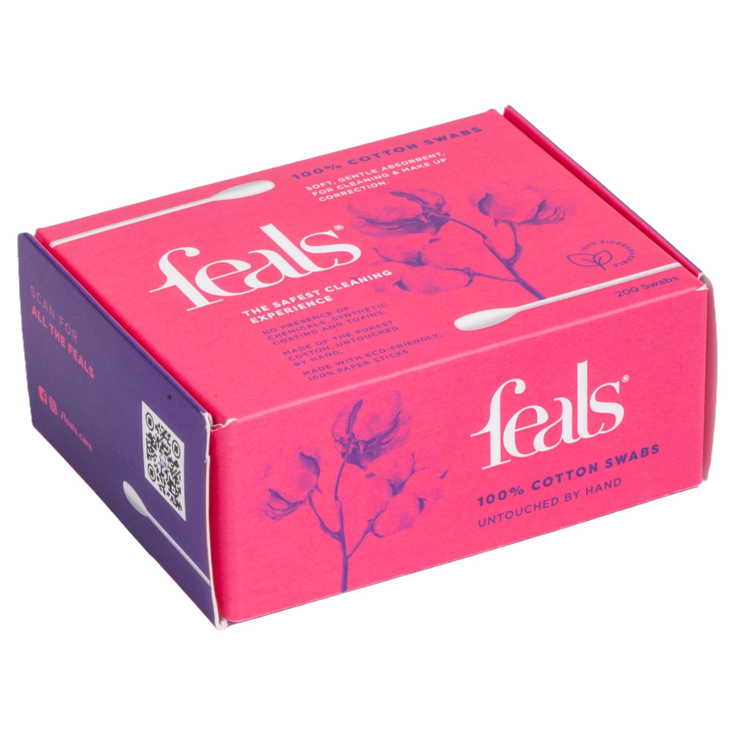 FEALS Cotton Ear Buds/Swabs [200 Stems/400 Swabs in each Box] [Pack of 1]