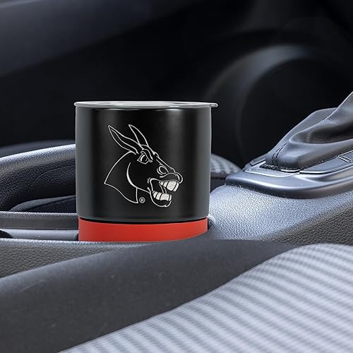 Miniatura 131 de Rico Industries NCAA Miami of Ohio Redhawks - Vaso de cerámica de 16 onzas con agarre de silicona, grabado láser profundo, diseño de color negro