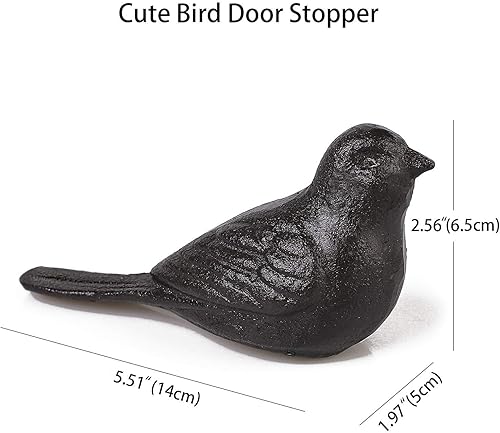 Vista 3 de Tope de puerta decorativo para piso, lindo pájaro de hierro fundido resistente, tope de puerta de granja, paquete de 2 topes de puerta de cuña