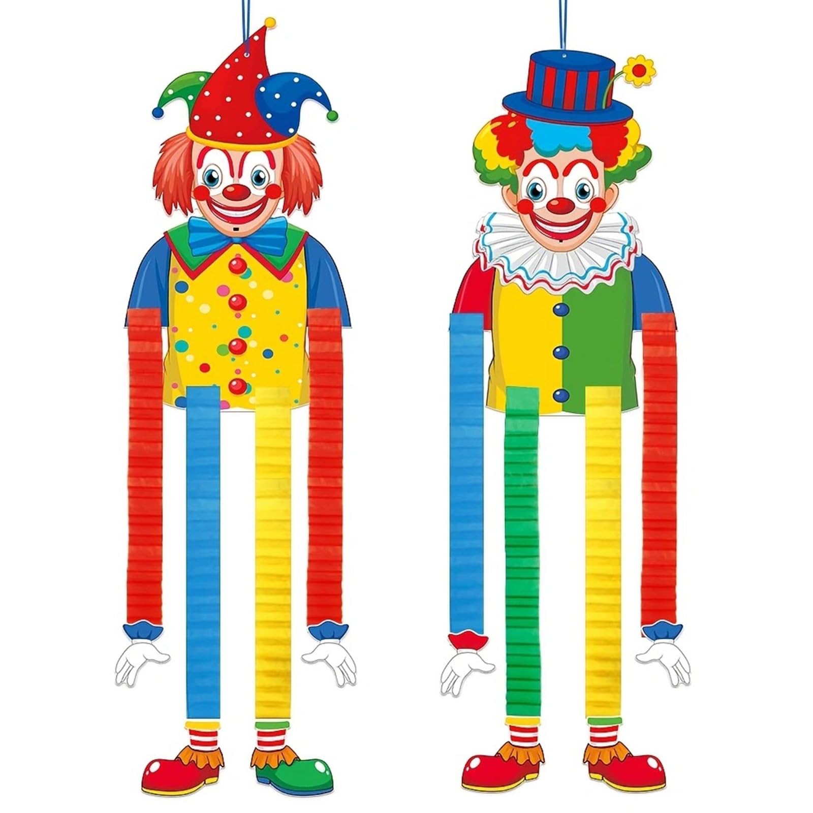 Buxuaaaa 2Pcs Paper Clown Party Decorations, Foldable Hanging Ornament for Halloween, Birthday Celebrations & Classroom Themes Folding Paper Hanging Ornament for Halloween Festivities