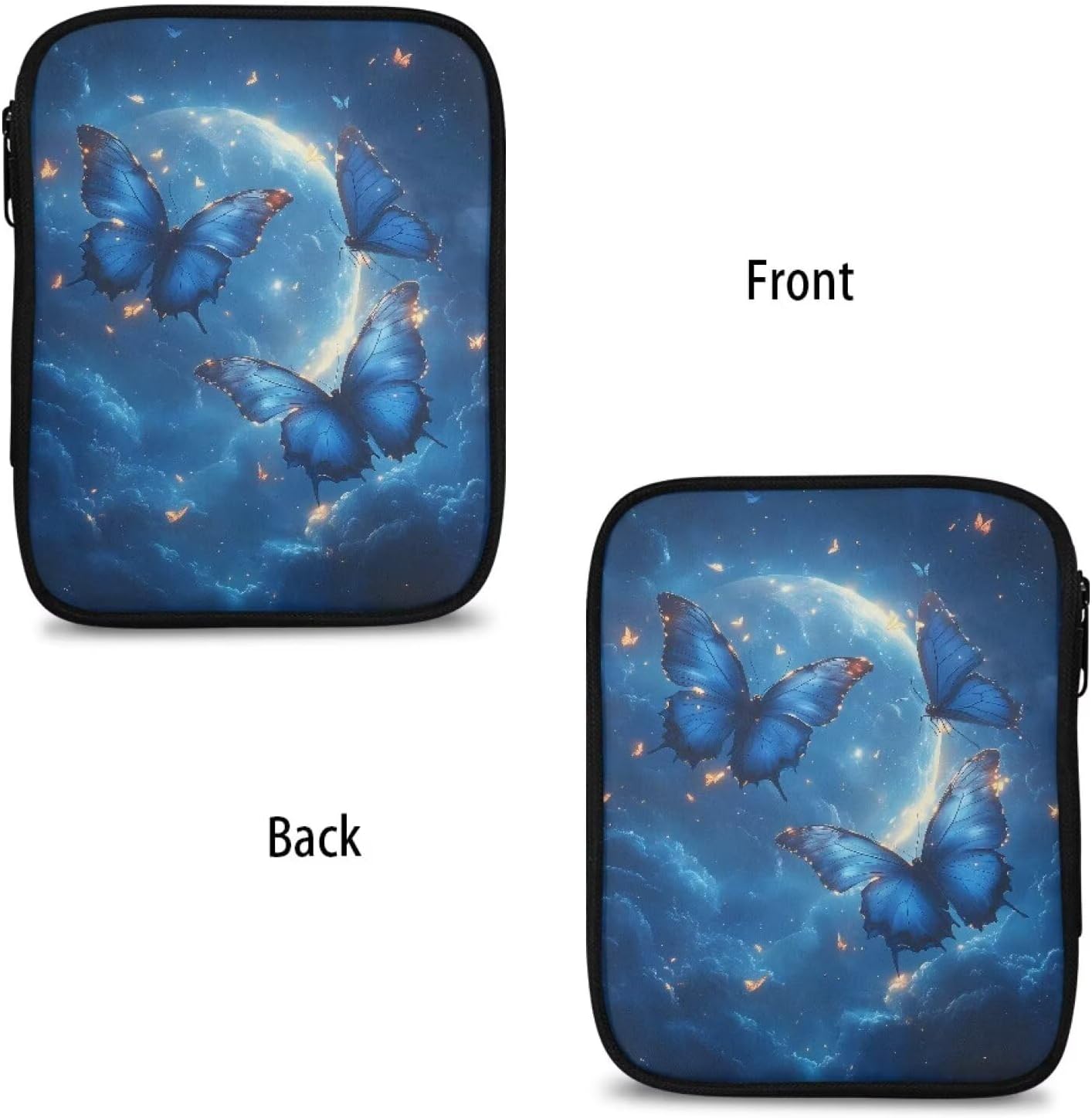 Xsehusvy Butterfly Moon Small Crochet Hook Case Portable Fabric Travel Storage Bag Lightweight Knitting Storage Bag with Web Pockets Waterproof Knitting Bag for Airport Park Office image 4