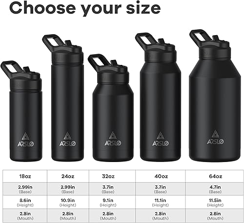 Miniatura 4 de Arslo Botella de agua para hombre de 40 onzas con aislamiento de acero inoxidable para deporte con paja