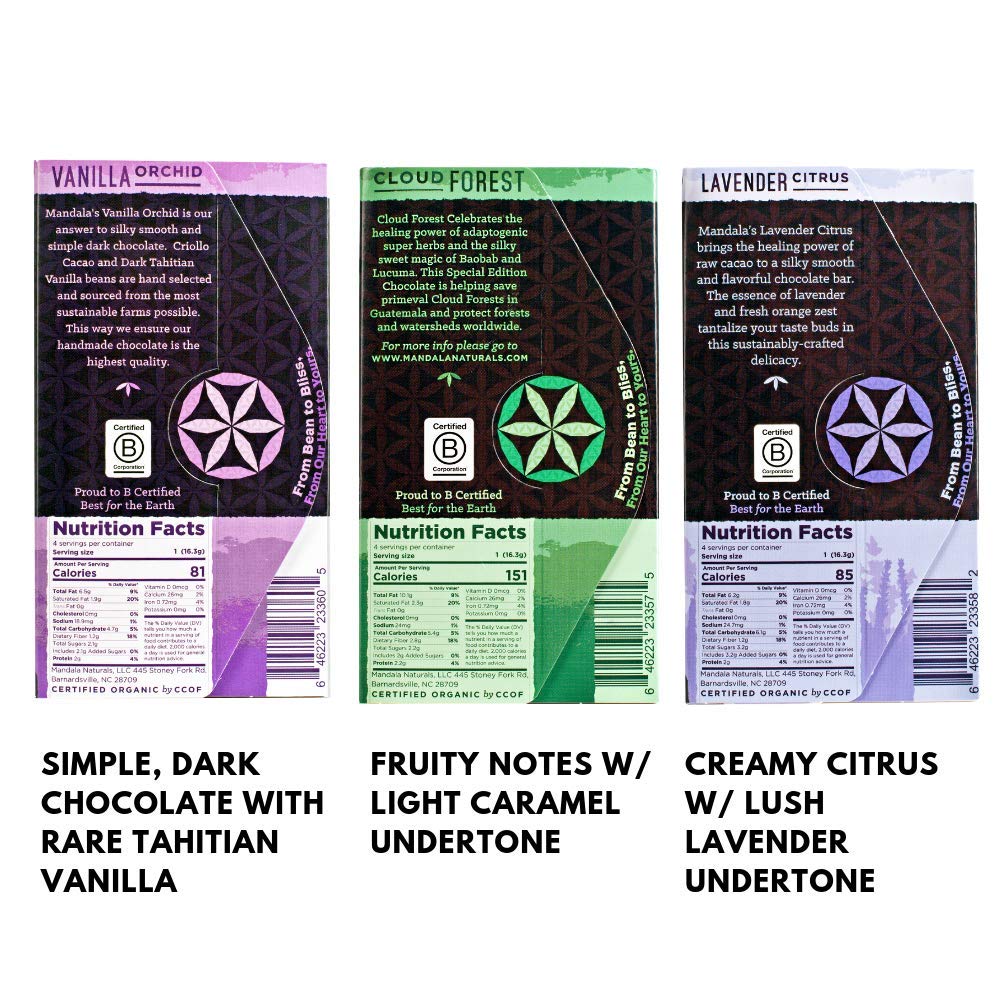 Epic Bean-to-Bar Chocolate (2.2 oz Bar) Variety Pack | Organic, Paleo, Keto, Artisan, Healthy, Vegan, Made with Adaptogens (Low-Sugar Variety, 3-pack)