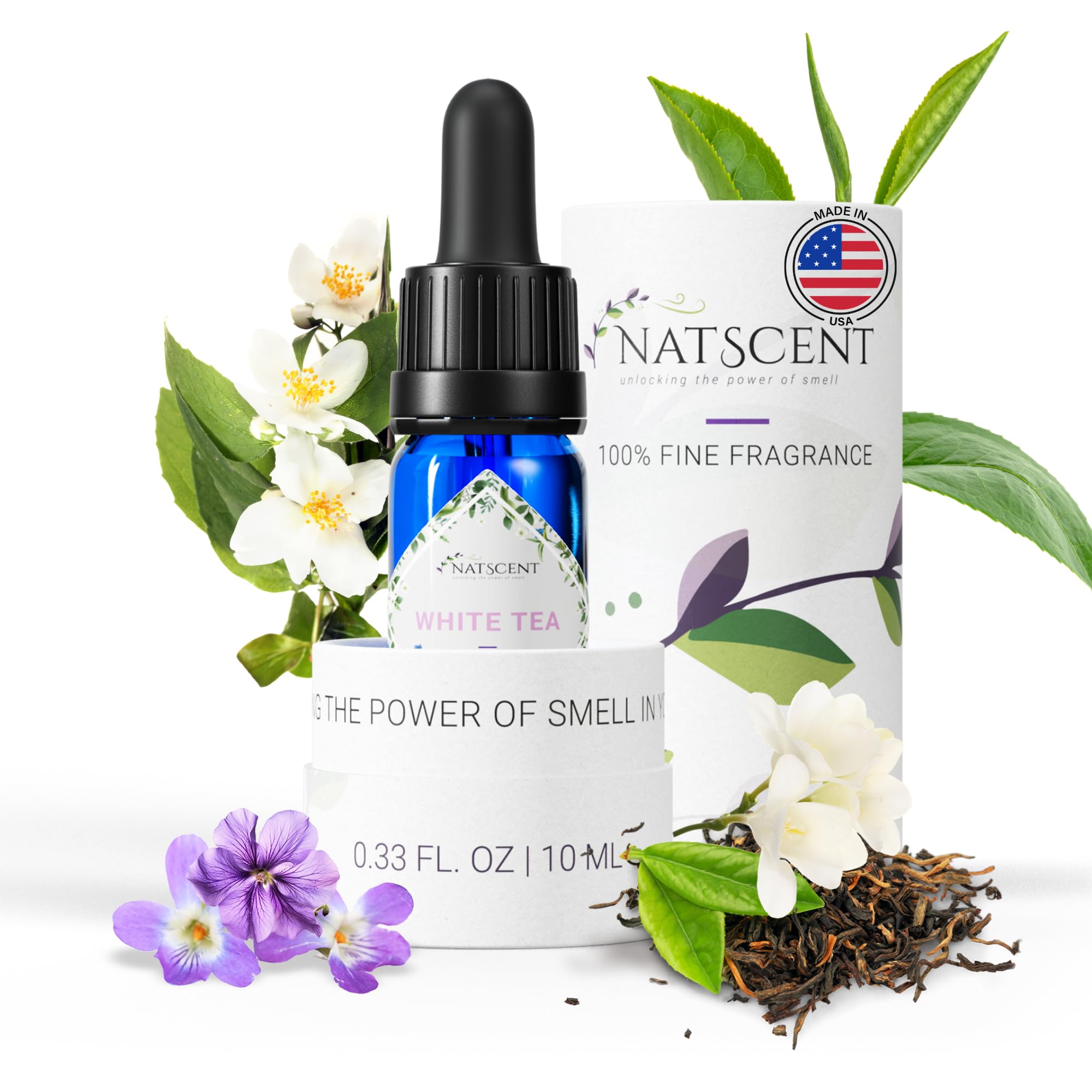 Natscent White Tea Essential Oils for Diffusers for Home, Nature-derived White Tea Diffuser Oil, Long-Lasting & Family-Friendly Diffuser Oils Scents, IFRA Certified, Cold Air & Ultrasonic - 0.33 0z