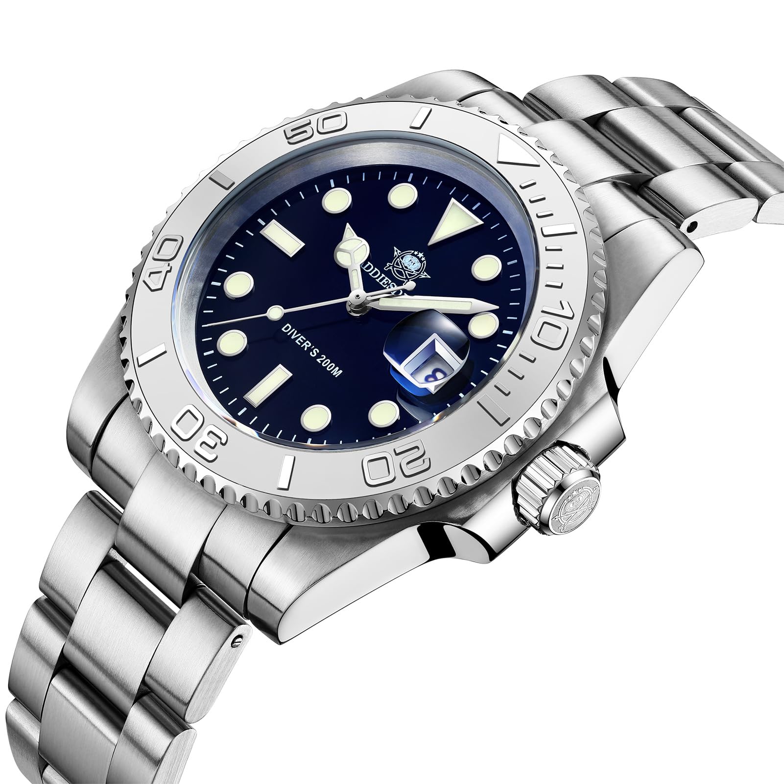 ADDIESDIVE ADDIEDIVE Orologio Quarzo Acciaio Diver Orologi Uomini 41mm Quadrante Nero Impermeabile 200M Lunetta Argentata Nero
