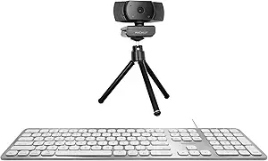 Macally Ultra Slim Mac Keyboard and a 1080P Webcam, Enjoy Clear HD Streaming