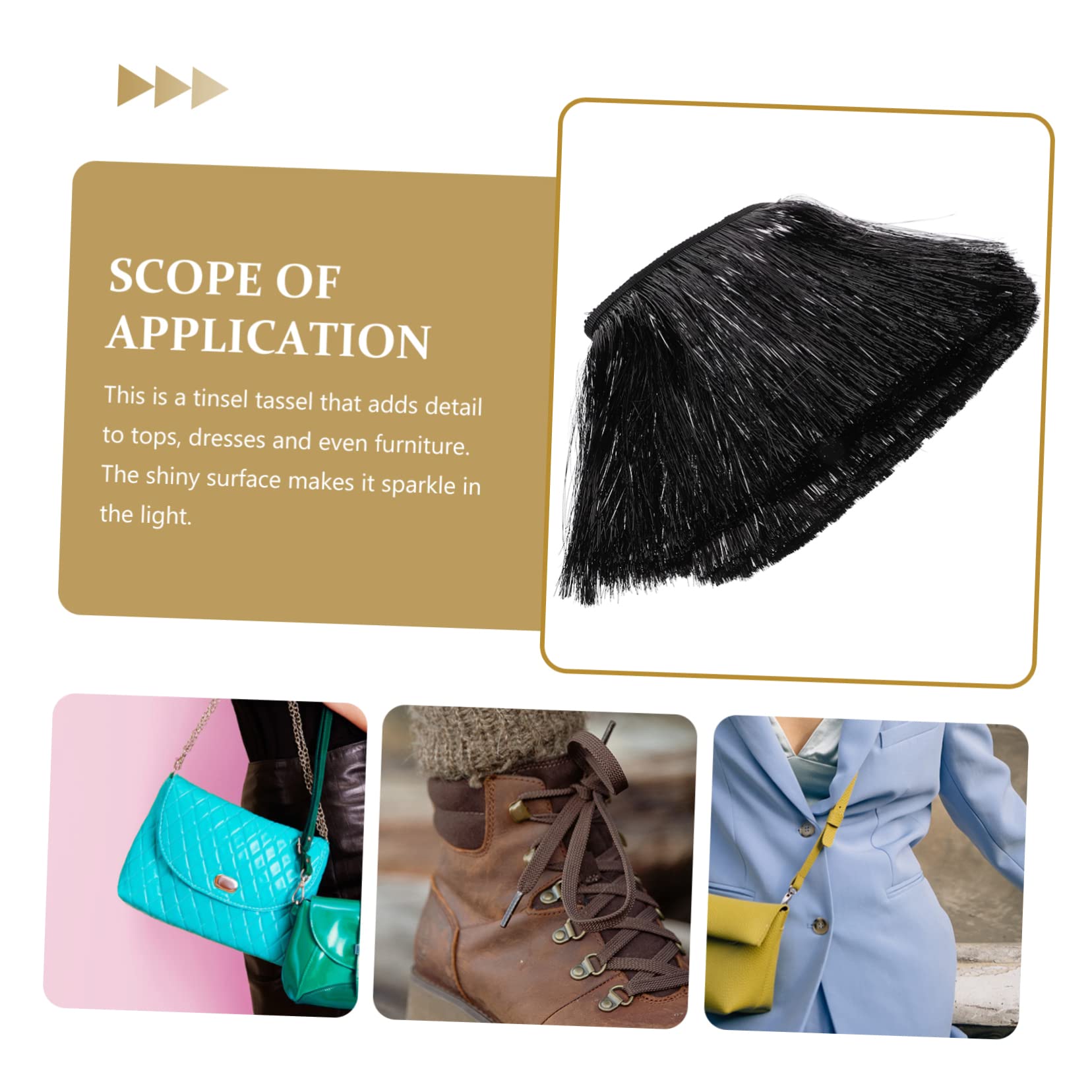 Dekorative Fransenborte aus Pet Kunststoff 20cm Schwarz für Bastelarbeiten