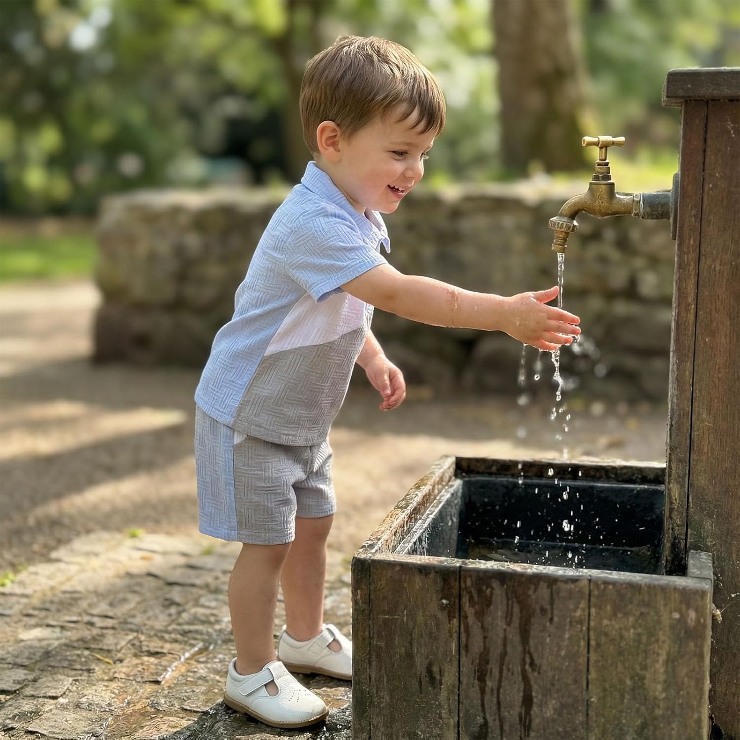 Toddler Baby Boy Clothes Summer Outfits Short Sleeve Color Block Jacquard Lapel Button Shirt + Shorts Set 2Pcs 6M-4T - Image 4