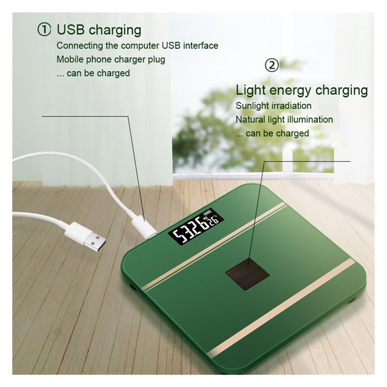 Báscula Digital De Peso Corporal USB Carga Óptica Bluetooth Inteligente Inalámbrico BMI Analizador Grasa Baño Dormitorio Niñas Portátil Preciso FáCil De Leer(B White)