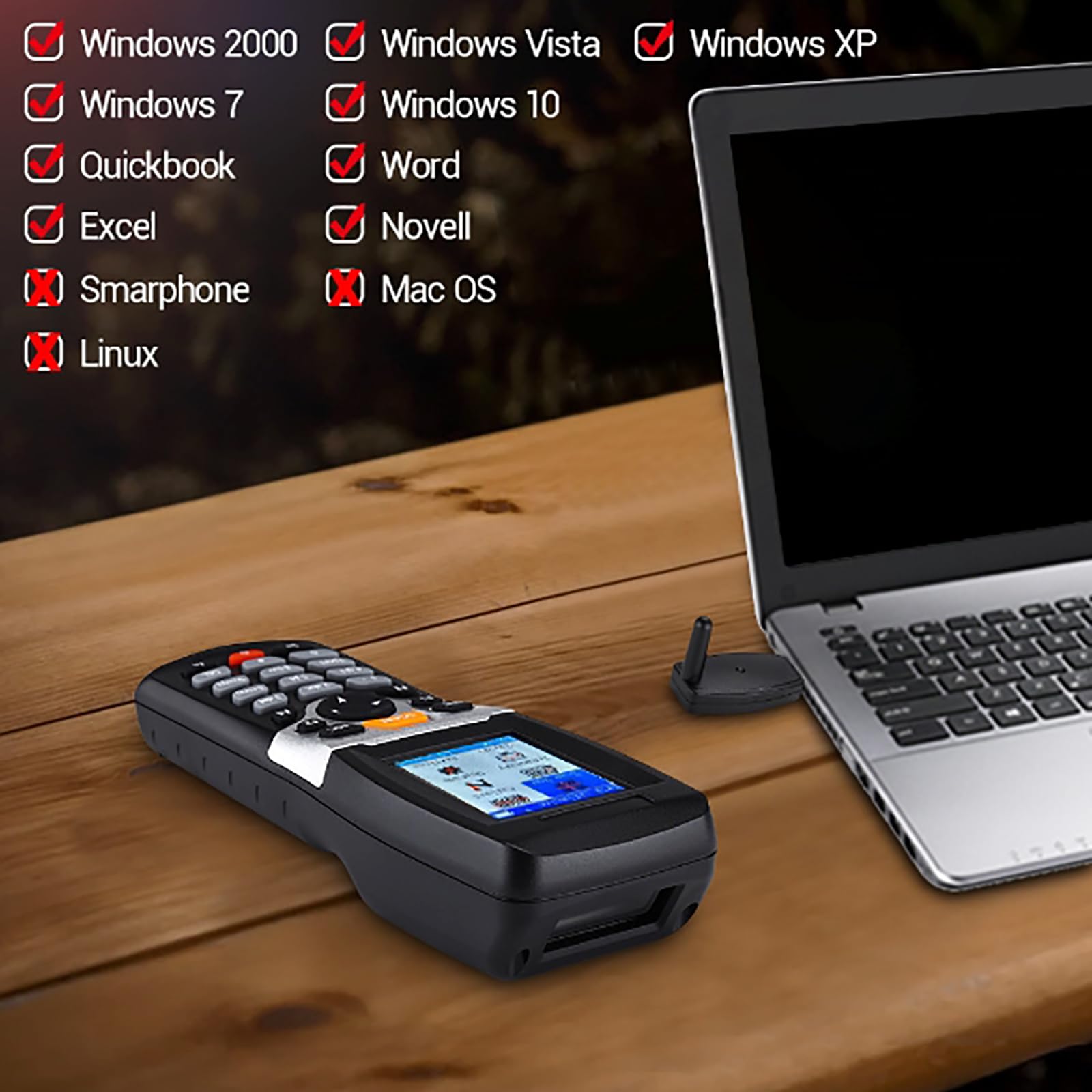 1D Escáner de Código de Barras Inalámbrico 2,4G Escáner de inventario y coleccionista, Lector de código de Barras para escanear colección e inventario con Pantalla LCD de 2,2 Pulgadas