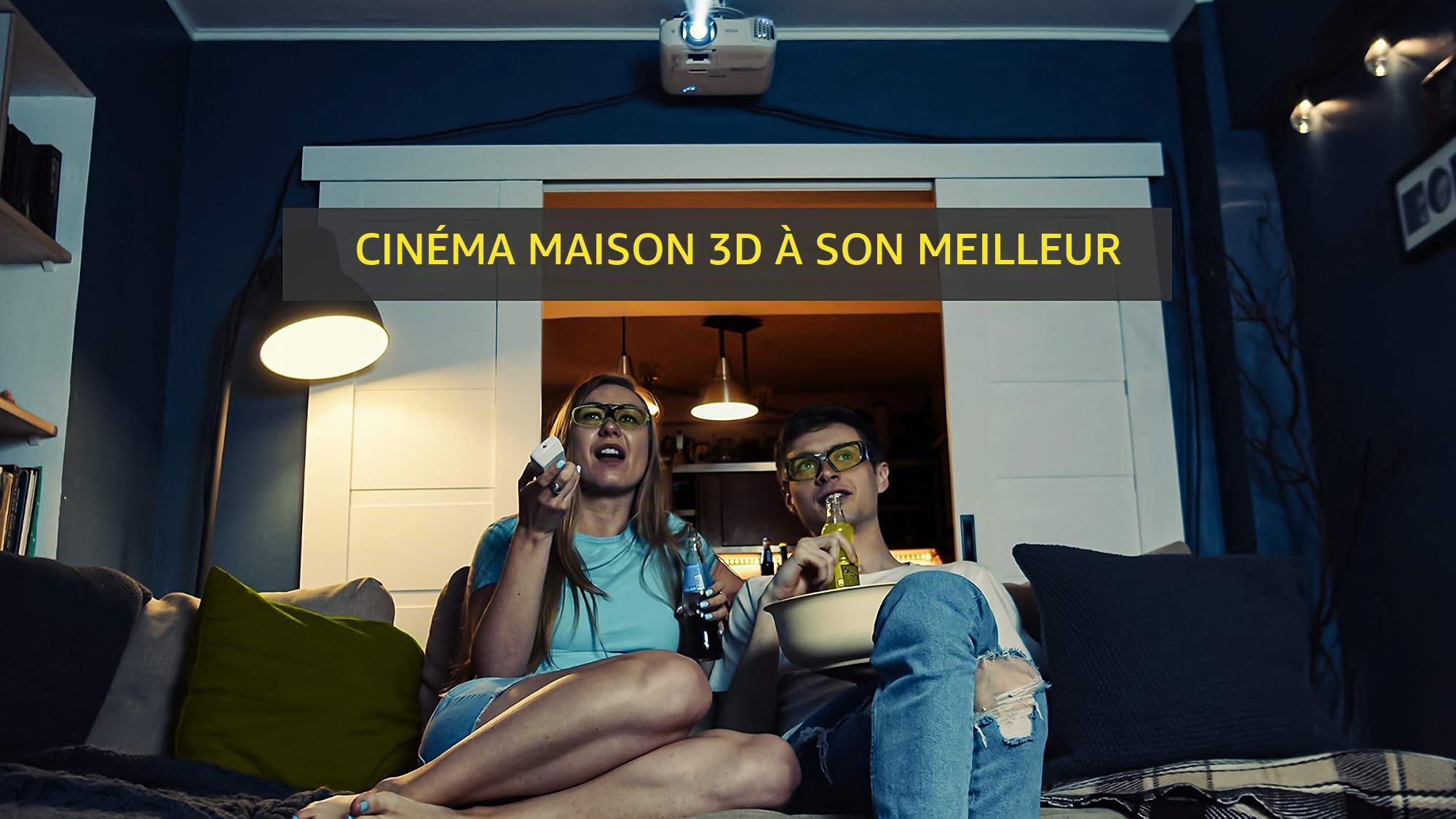 2X Hi-Shock DLP Pro Blue Heaven | Lunettes Actives DLP Link 3D - Compatibles avec Les projecteurs 3D DLP d'Acer, BenQ, Optoma, Viewsonic | Remplacement du PPA5610 / E4W [96-200 Hz | Rechargeable]