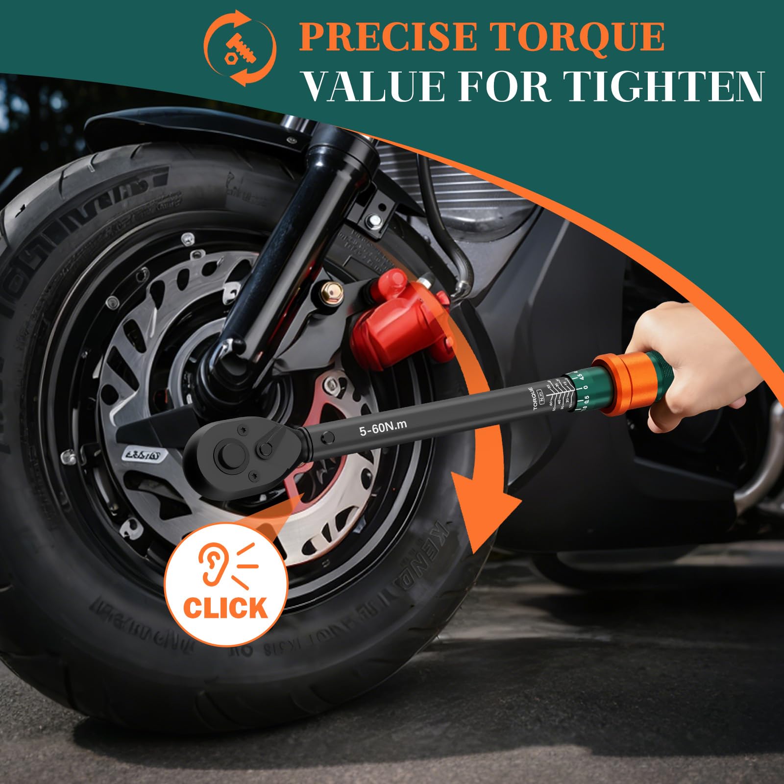 Clé Dynamométrique 3/8, 5-60Nm, 10 Pièces Cle Dynamométrique Set avec Barre D'extension 250mm, Douilles à Bougie, Cardan universel, pour Vélo et Moto, Remplacement de Bougie D'allumage de Auto