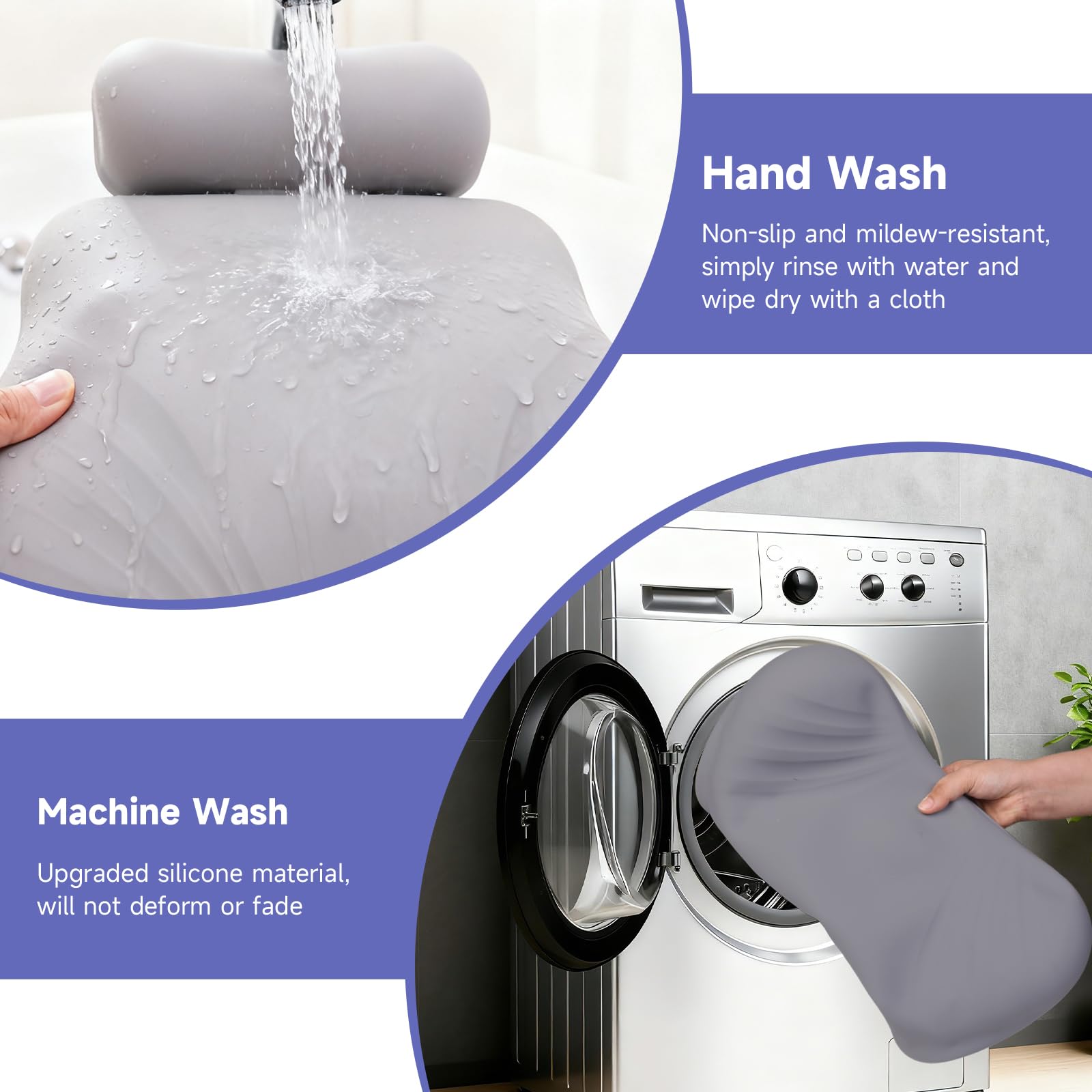 Cuscino da bagno in silicone, cuscini da bagno aggiornati per vasca, cuscino per vasca da bagno regolabile in altezza per testa e collo, cuscino di lusso 4D, delicato sulla pelle, grandi ventose