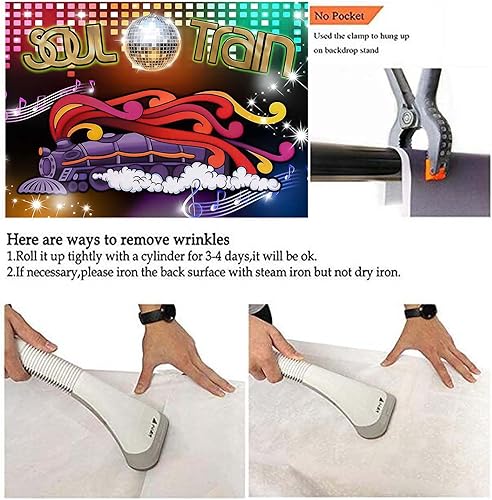 Miniatura 6 de XLL Tren del alma de los años 70 y 80, fondo de fotos con temática de neón brillante, 7 x 5 pies, canto, baile antiguo, discoteca, baile,