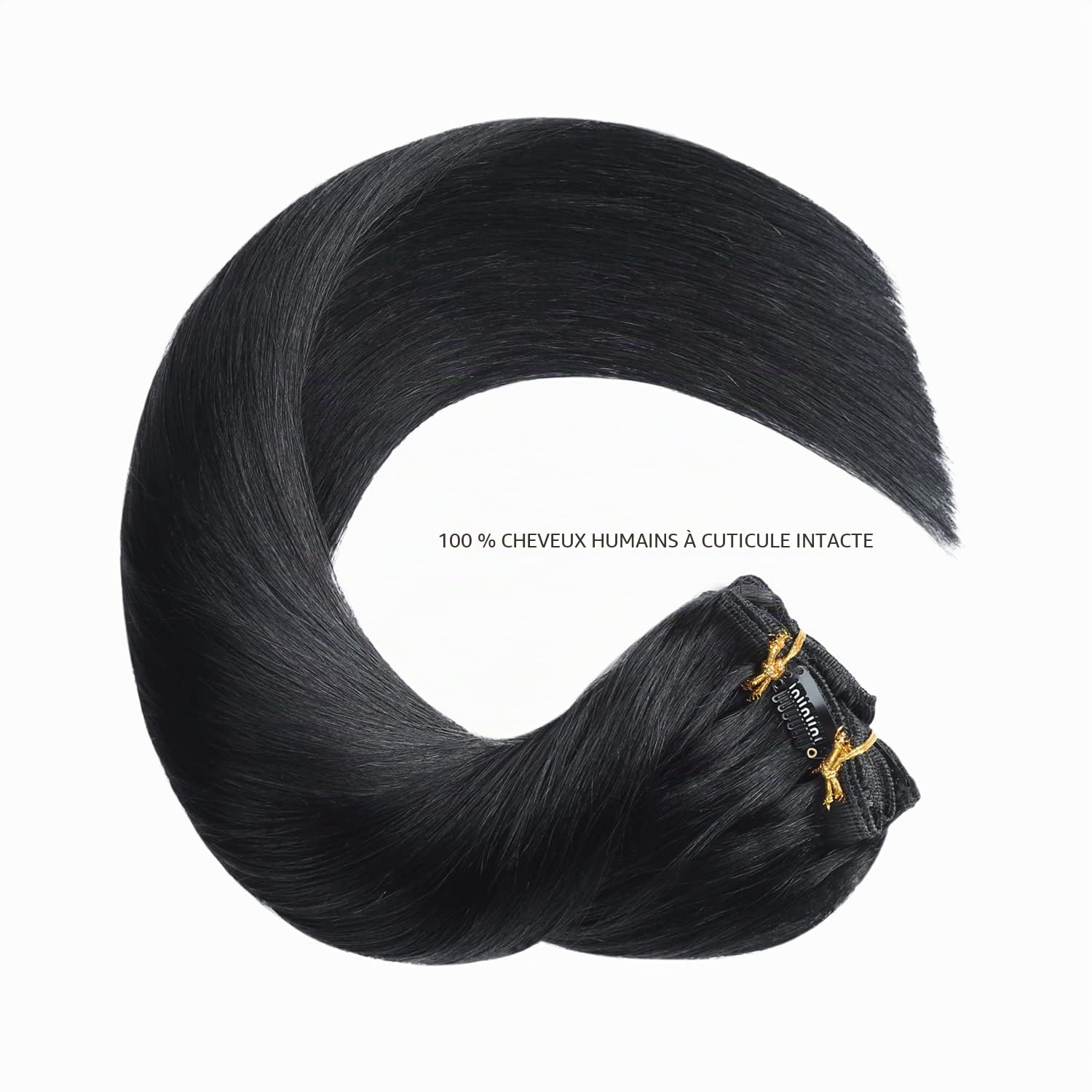 YILITE Extension a Clip Cheveux Naturel 40cm 120g 8pcs Extension Cheveux Naturel Clip Cheveux Humains Remy Extensions Cheveux Naturels Extensions de Cheveux à Clips (16 Pouces #1 Noir Fonce)