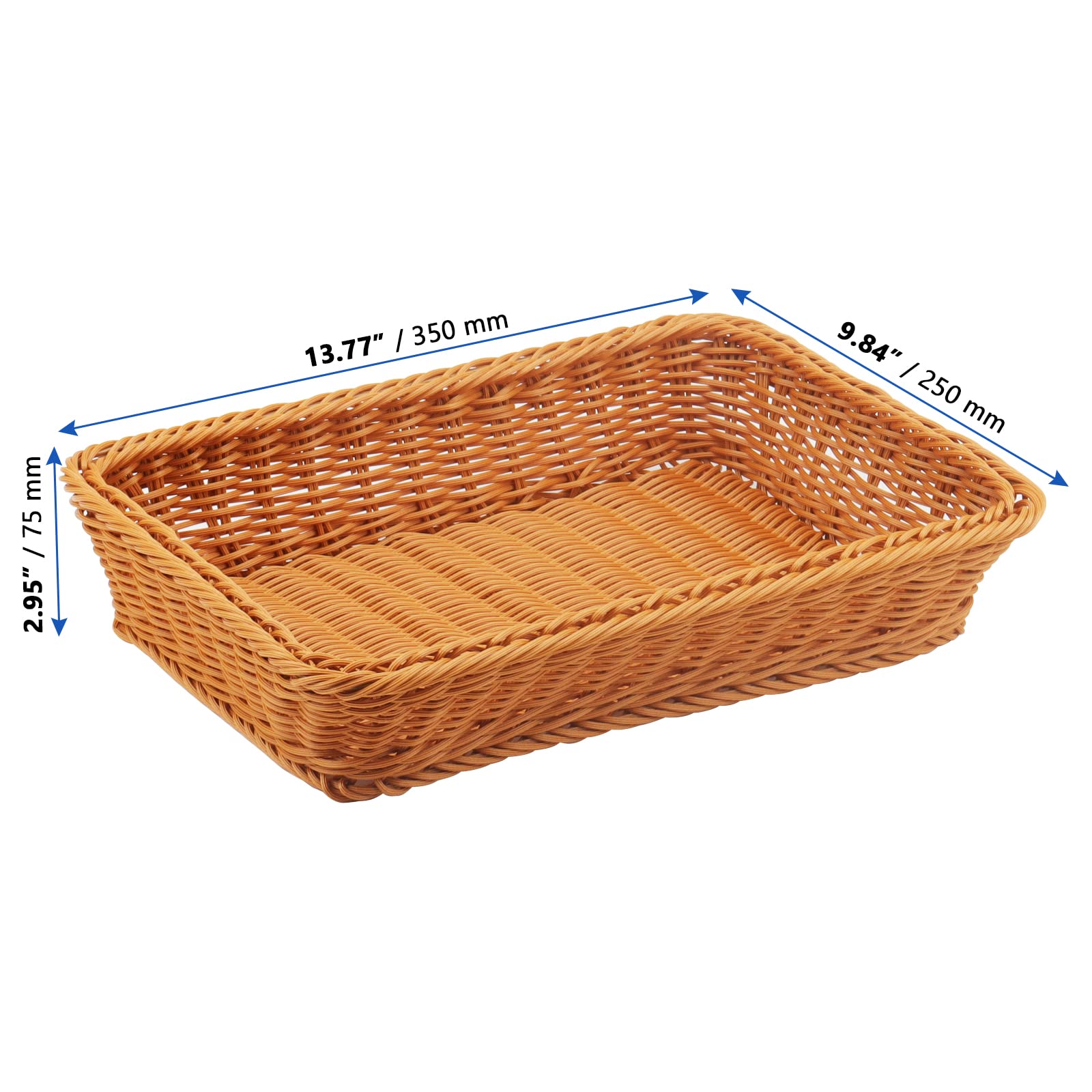 MANCHAP 2 PCS 35 x 25 x 7.5cm Rectangular Poly Wicker Basket, Imitation Rattan Fruit Basket Wicker - Image 2
