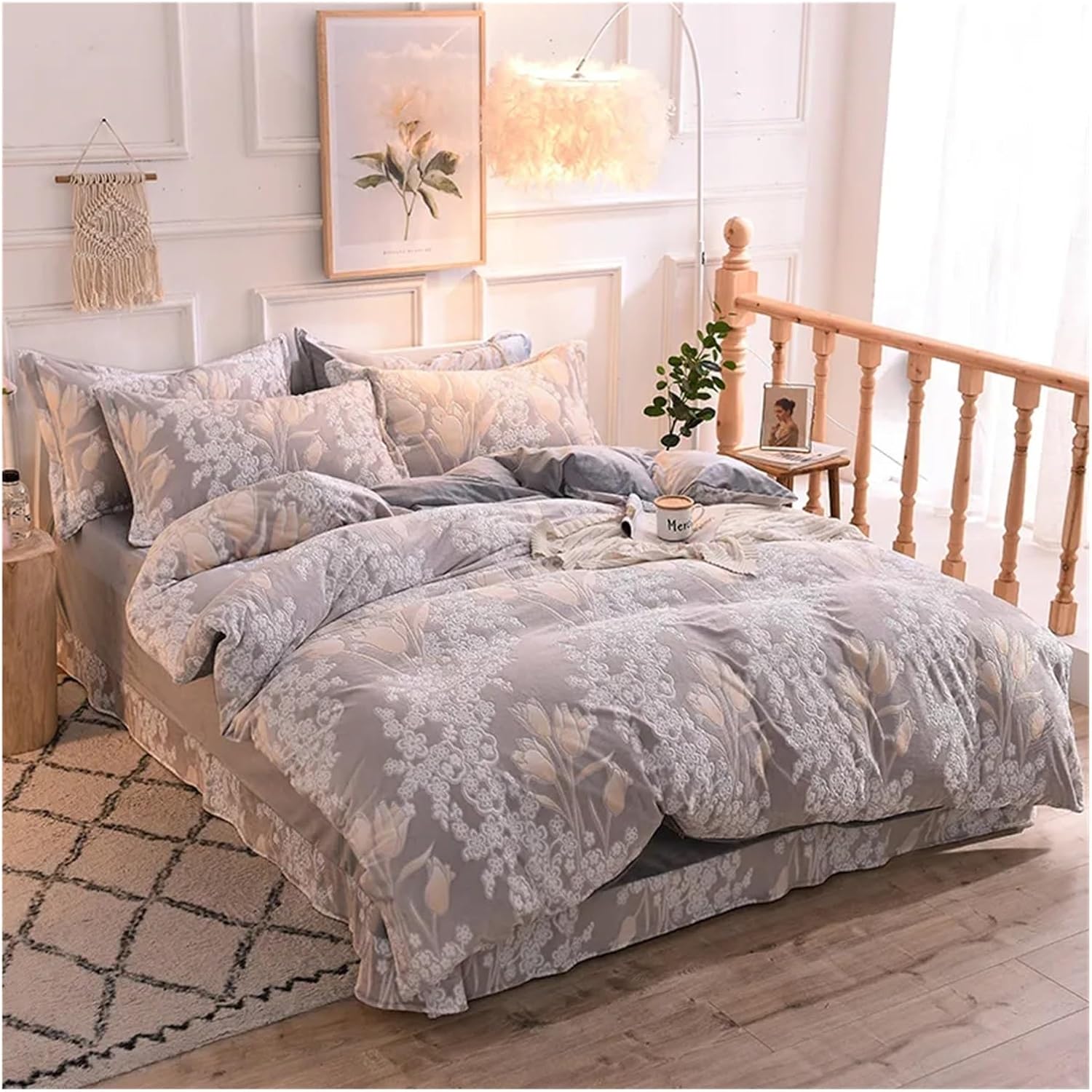 Winter Bedding 4 Pcs 6D Carved Duvet Cover Sheet Pillowcase Soft Warm Washable Bedding Set Bed Four Pieces Set