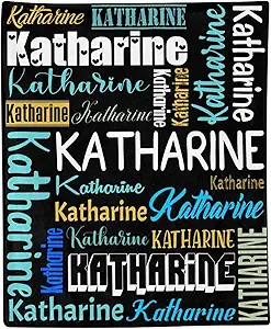 Personalized Blanket for Kids Adults Personalized Name Blanket Custom Blanket with Name Personalized Gifts for Christmas Birthday Valentines Day Mothers Fathers Day (Black&Colorful, 50"x60")