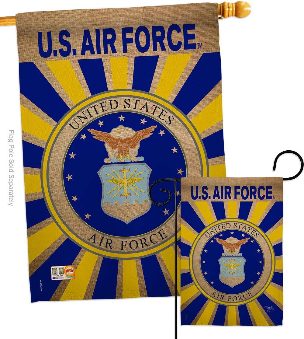 Breeze Decor Air Garden House Flag Set Armed Forces USAF United State American Military Veteran Retire Official Decoration Banner Small Yard Gift Double-Sided, 1 x 1 x, Made in USA
