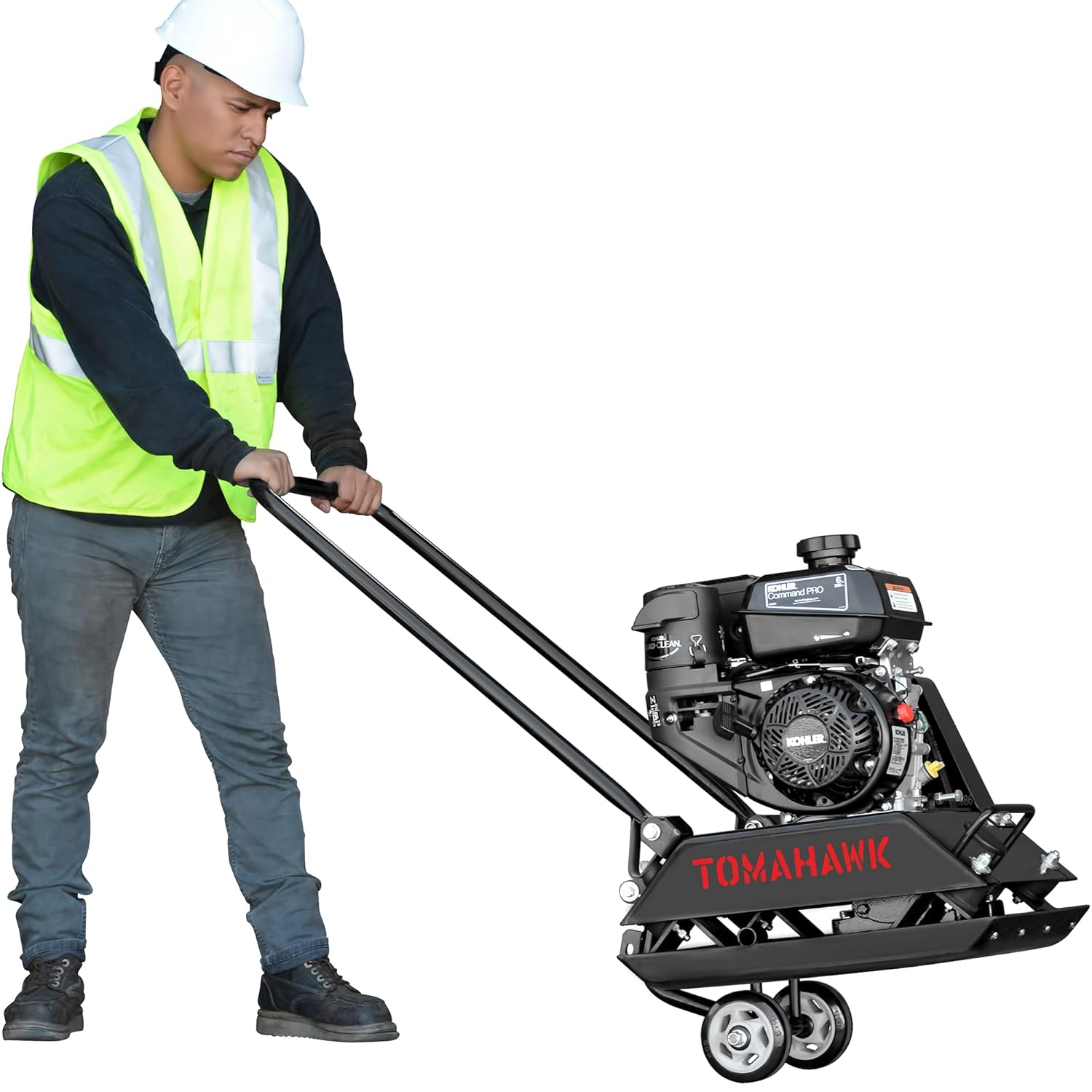 6 HP Gas Economic Plate Compactor Walk Behind Vibratory Dirt Soil Plate Compactor (Compactor + Wheels)