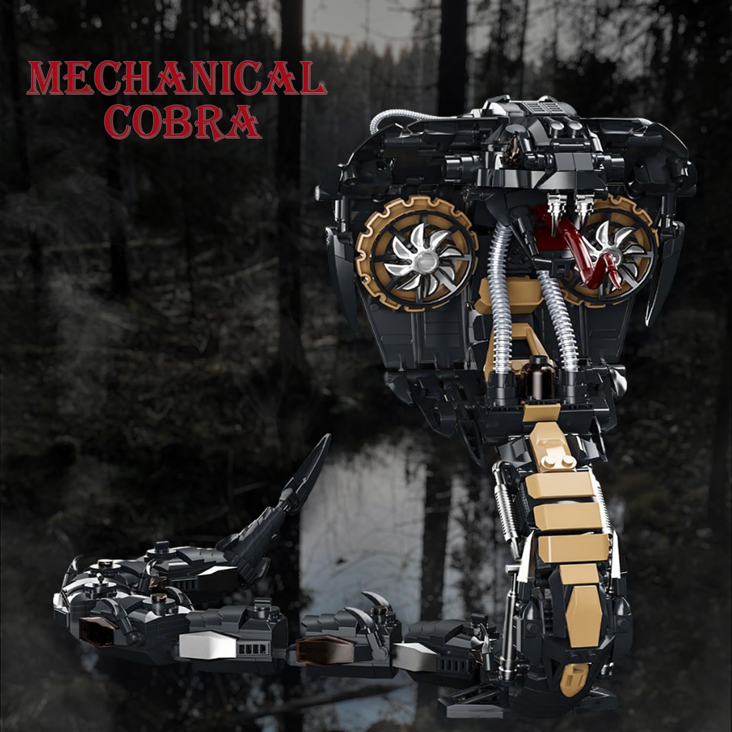 Kit de Blocs de Construction Mécaniques Serpent, 1036 Pièces Kit de Modèle Cobra Steampunk Animaux pour Décoration, Ensemble de Construction MOC Serpent Cadeaux de Festival Créatifs