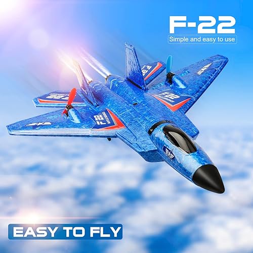 Miniatura 3 de Avión RC, avión RC F22 listo para volar, avión de control remoto de 2.4 GHz, avión de control remoto de 2 canales, juguete de aviones RC para niños