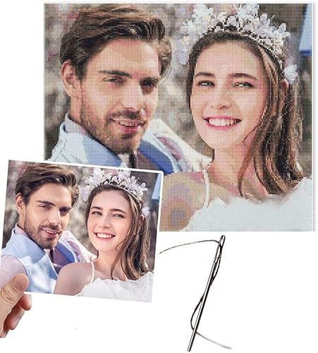 Miniatura 10 de Ayervici Kits personalizados de punto de cruz, kit de bordado con foto personalizada, haz tu propia foto, pintura de bricolaje, bordado completo,