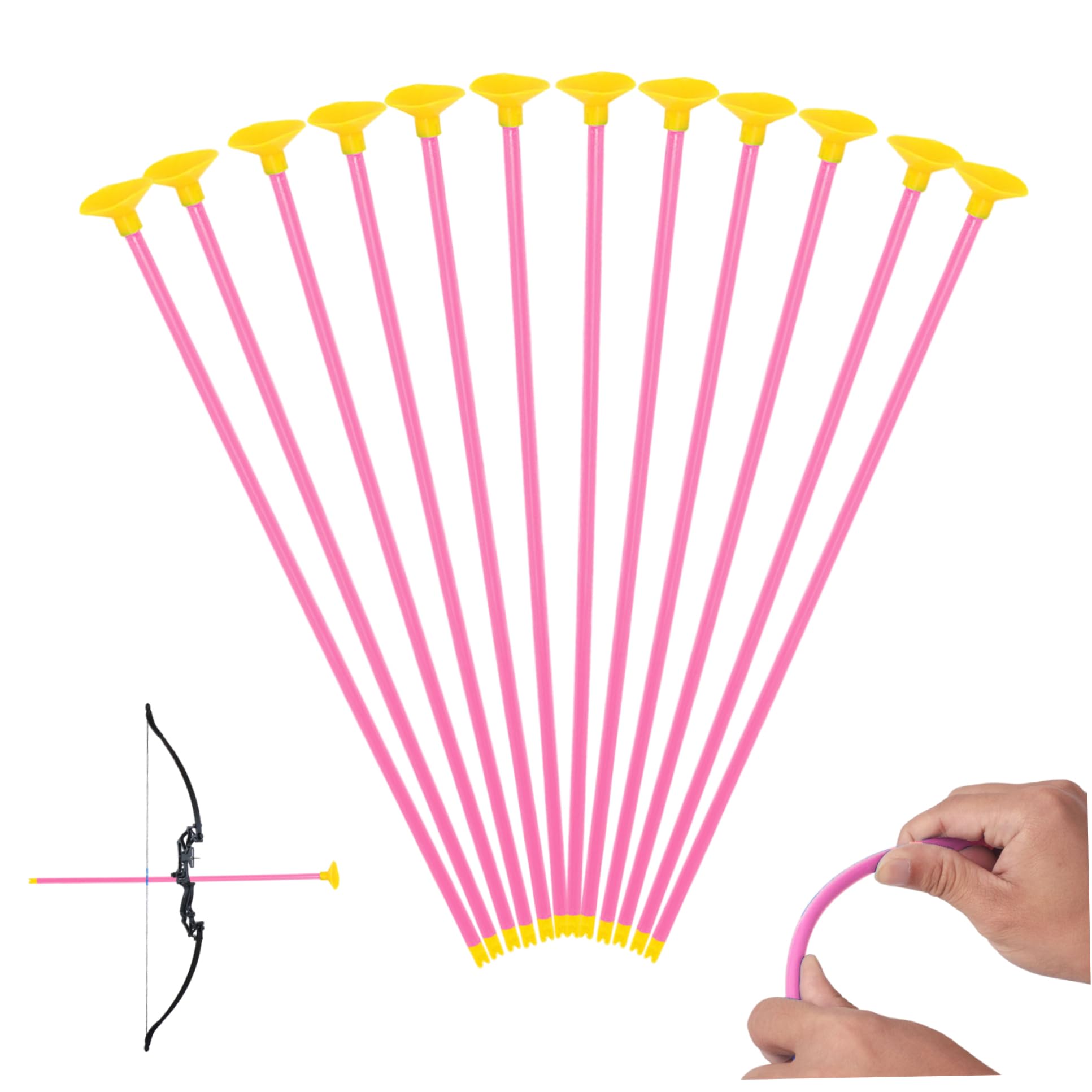 Lot de 12 flèches à Ventouse, flèches de Rechange 42 cm Long pour Enfants, Accessoires tir à l'arc légers et réutilisables.
