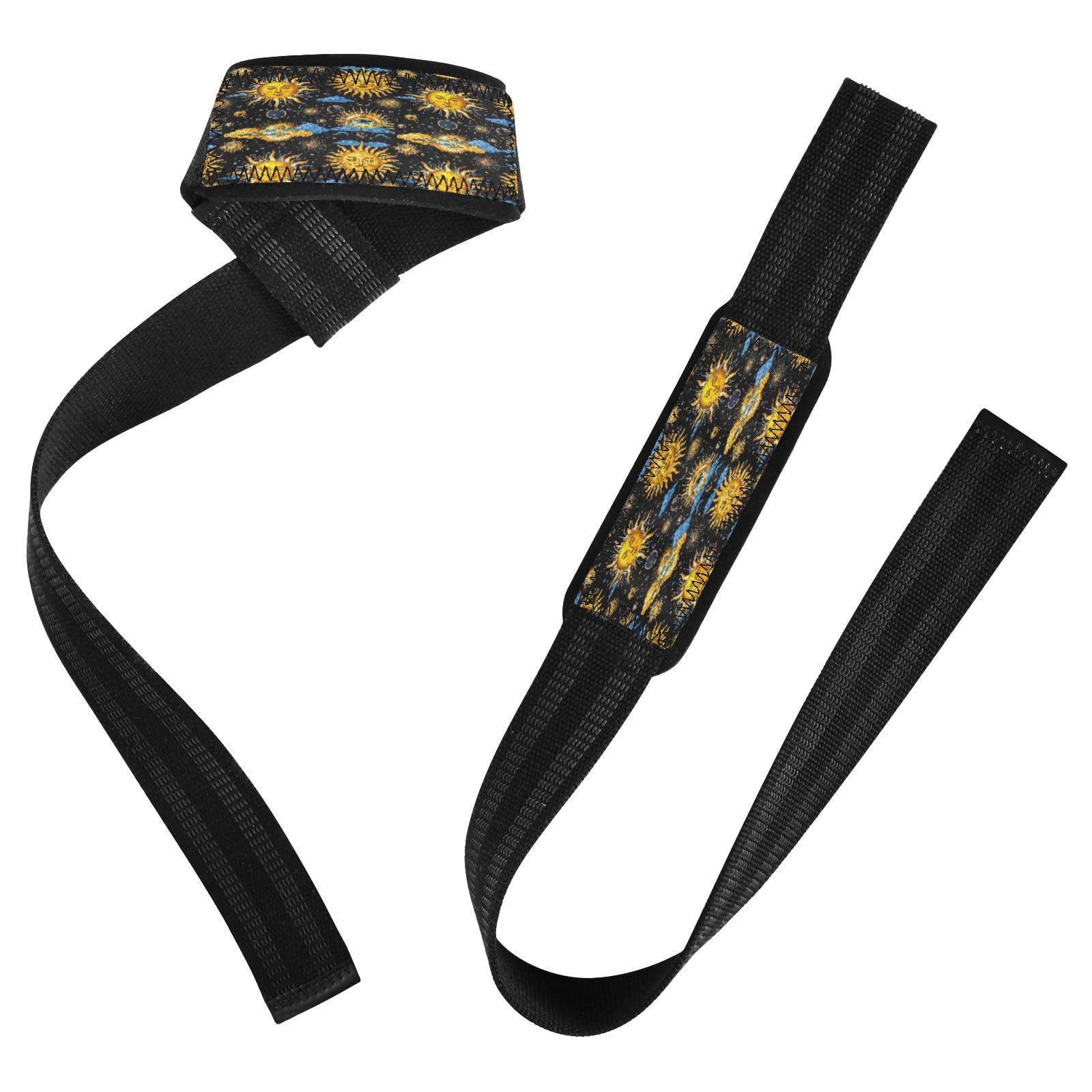 STAYTOP Sun Moon Celestial Body Pattern Wrist Straps for Weightlifting,Lifting Straps with Neoprene Cushioned Wrist Padded and Anti-Skid Silicone for Strength Training,Bodybuilding,Deadlifting