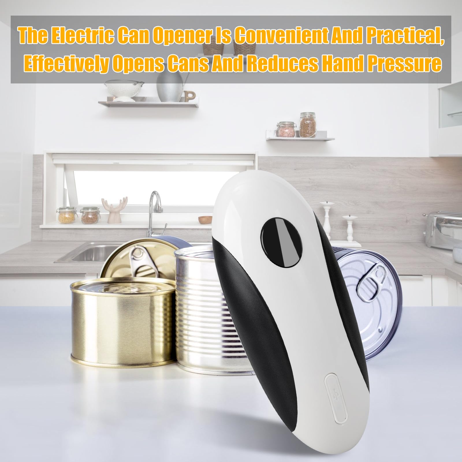 Electric Can Opener,USB Rechargeable Can Opener,One-Touch Cordless Can Opener,Smooth Edge,Hands Free,Food Safety,Automatic Kitchen Gadget,Battery Operated,Opens Almost Any Cans
