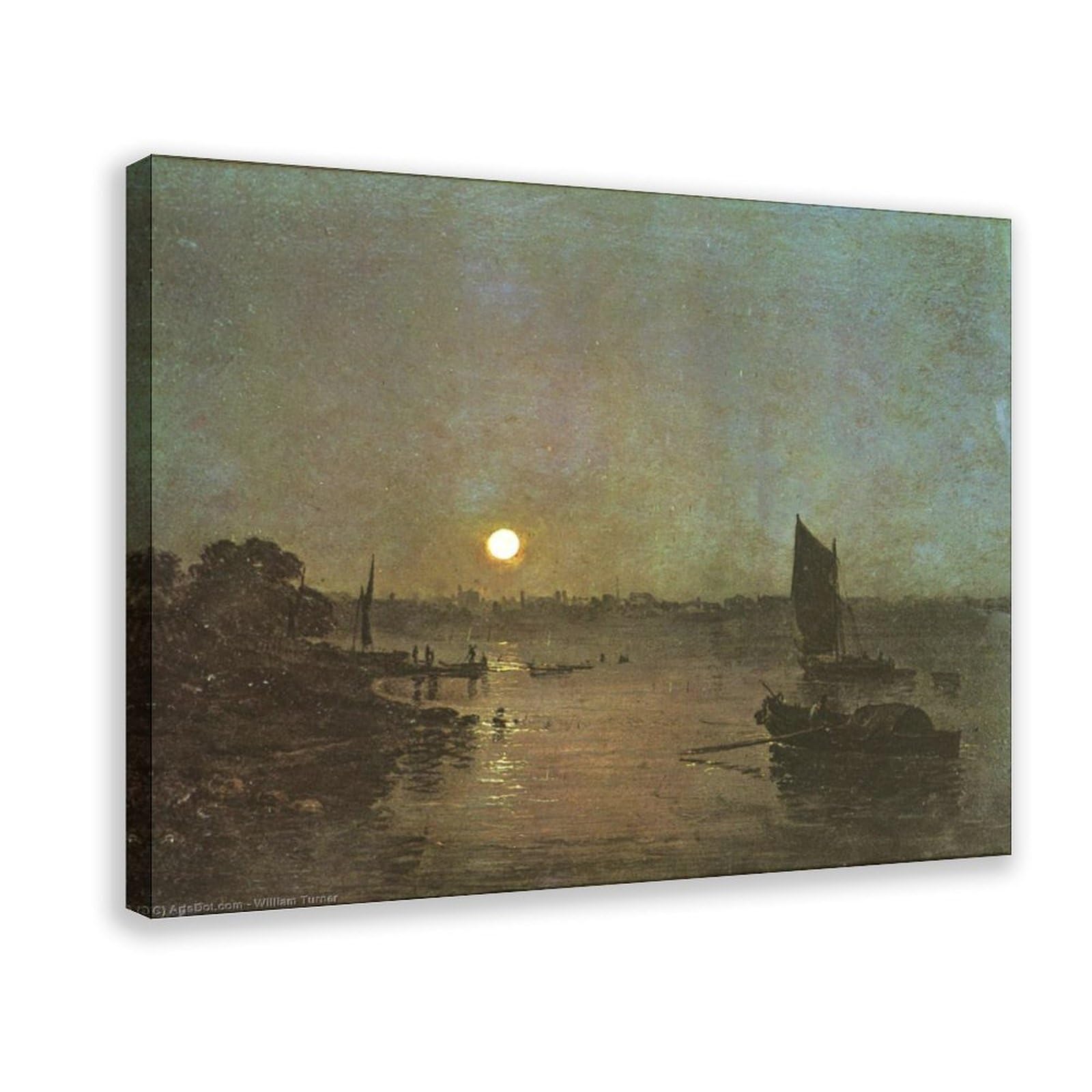 WCYB Moonlight, A Study at Millbank 1979 by Joseph Mallord William Turner Posters Prints Canvas Deco Paintings Wall Art Frame 20" L X 30" W