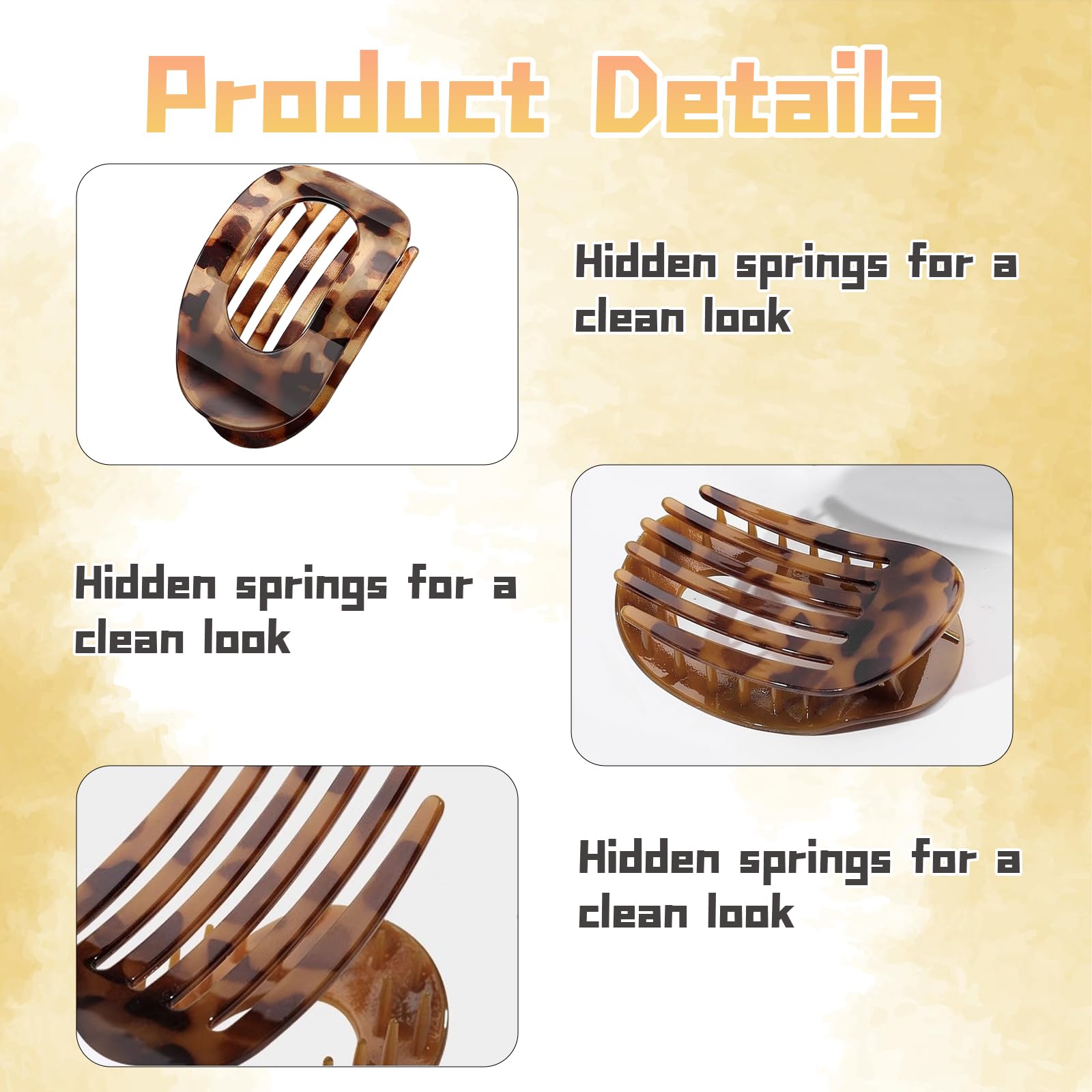 Flat Hair Claw Clips, Flat Claw Clip, Flat Hair Clips, Oval Shine Design for Women & Girls - Image 3