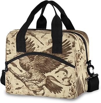 Kigai Falcon Insulated Lunch Bag Reusable Leakproof Lunch Box Cooler Bag Lunch Tote with Adjustable Strap for Outdoor Travel Office Work