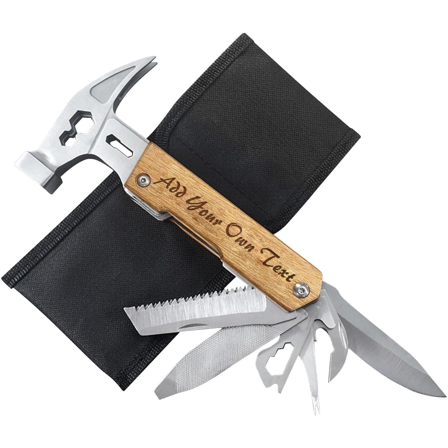 Custom Claw Hammers with Name Text for Dad - Personalized Wooden Handle Engraved Hammer - Custom Father's Day Gift for Dad Papa Multi Tool Hammers - Custom Christmas Birthday Gifts for Men