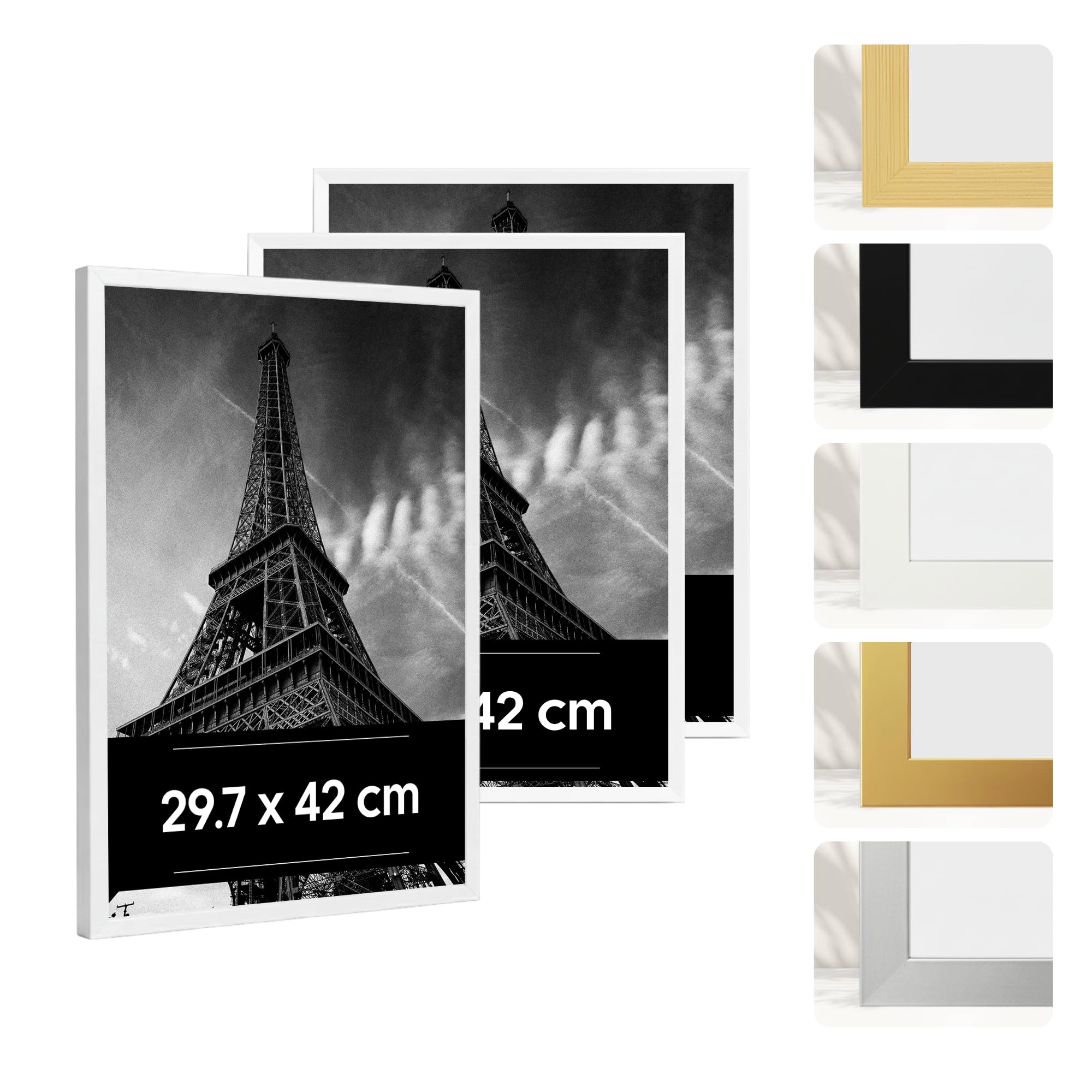 Cadre photo A3 blanc lot de 3 résistant aux chocs pour encadrer posters sans casser